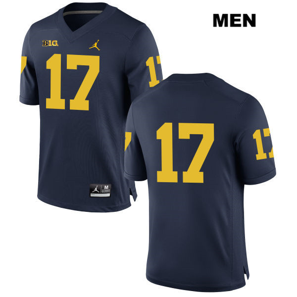 Men's NCAA Michigan Wolverines Will Hart #17 No Name Navy Jordan Brand Authentic Stitched Football College Jersey EZ25K67VA